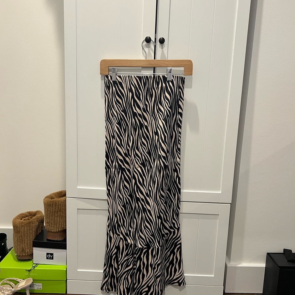 Anthropologie Black and White Zebra Maxi Skirt